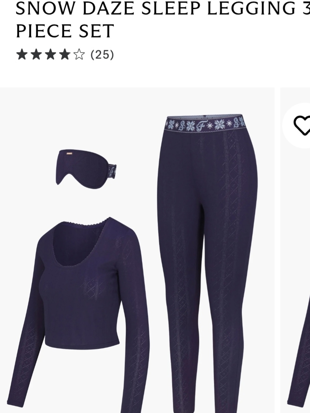 Savage X Fenty Snow Daze Sleep Legging 3-Piece Set in Deep Navy